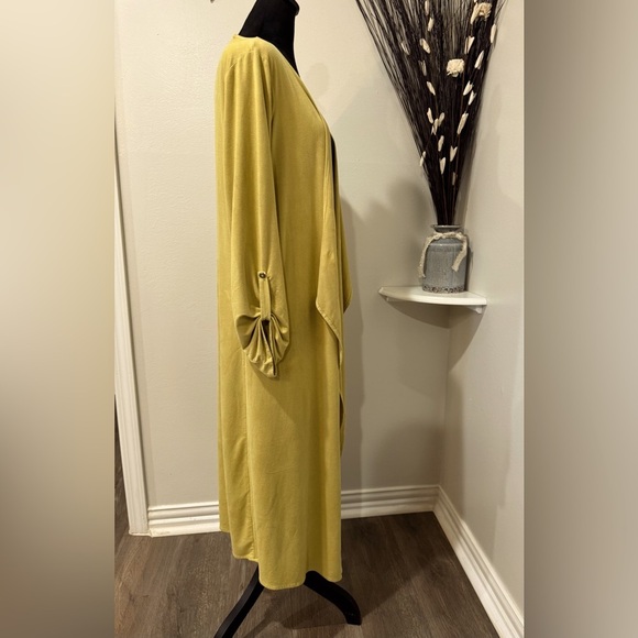 Tahari Long open front fashionable Cardigan - mustard color Size Small - Picture 4 of 8